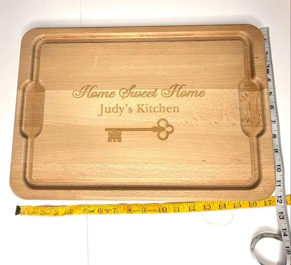 Personalized Engraved Wooden Cutting Board – “Home Sweet Home | Judy’s Kitchen”